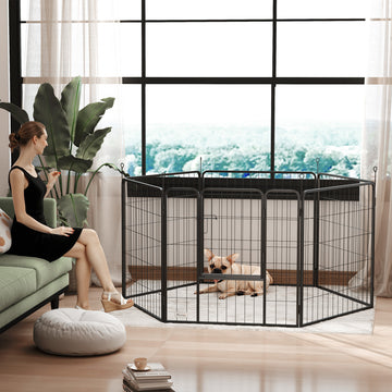 Heavy Duty Dog Playpen with Door for Medium Dogs, 6 Panels, 31.5