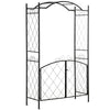 7FT Metal Garden Arch with Gate Climbing Planter Frame Backyard Decor for Vines Morning Glory Black