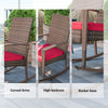 Outdoor PE Rattan Rocking Chair, Garden Glider Rocking Chair, Wicker Patio Chair Set with Armrest and Cushion, Wine Red