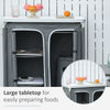 Aluminum Camping Table, Camping Kitchen Station Cook Cupborad with 3-Shelf, Storage Organiser for BBQ Party Picnic Grey
