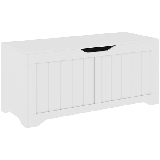 Storage Bench with Lift Top Storage Chest with Safety Hinges for Entryway, Living Room, White
