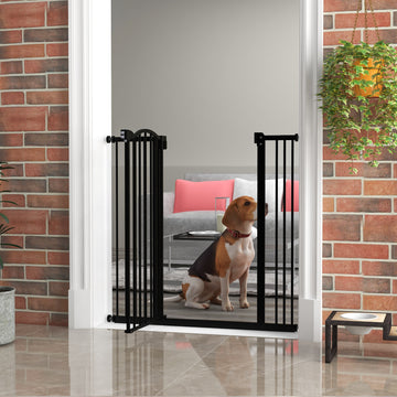 Extra Tall Dog Gate with Door, Pressure Fit, Auto Close, Double Locking for Doorways Hallways Stairs, 29
