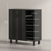 Shoe Storage with Double Doors and Open Shelves 17 Pair Shoe Storage Organizer for Entryway Hallway Black