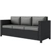 Deluxe 3 Seat Rattan Wicker Sofa Garden Outdoor Patio Furniture with Cushion, Grey