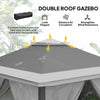 11' x 11' Pop Up Gazebo, Double Roof Foldable Height Adjustable Canopy Tent with Mesh Sidewalls, Carrying Bag, Dark Grey