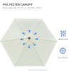 Patio Sun Umbrella, Outdoor Parasol with 6 Ribs, Cream White