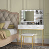 Illuminated Dressing Table, LED Vanity Table with Mirror, 3 Drawers and Storage Shelves for Bedroom, White