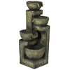 Outdoor Fountain Cascading Waterfall with 4-Tier Stone Look Bowls, Adjustable Flow & LED Lights for Patio Garden