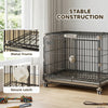 Foldable Dog Crate, 24 Inch Metal Dog Cage with Removable Tray, Lockable Wheels, 2 Doors for Small Medium Breeds, Black