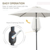 8.5' Round Aluminum Patio Umbrella 6 Ribs Market Sunshade Tilt Canopy w/ Crank Handle Garden Parasol Cream White