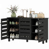 Shoe Cabinet with 3 Slatted Doors, 3-tier Shelving Rack Cabinet with Adjustable Shelves for 15 Pairs of Shoes, Black