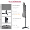 10 FT Cantilever Umbrella, Aluminum Hanging Offset Umbrella with 360°Rotation, Crank, Tilt, Cross Base, Grey