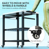 Outdoor Kitchen Bar Cart BBQ Table with Wheels, Stainless Steel Pizza Oven Stand, Movable Prep Table with Hooks