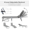 Adjustable Outdoor Lounge Chair, Garden Folding Chaise Lounge with Face Hole Reclining Tanning Chair Seat, Folding Camping Beach Lounging Bed w/ Support Pillow, Grey