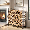4 ft Firewood Rack with Customisable Width & Height, Cable Reinforcement, 616 lb Capacity Log Store Indoors, Black