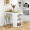 Bar Table with Drawer and 3 Storage Shelves, Bar Height Table, High Top Pub Table for Home Bar, Kitchen, Grey
