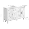 Kitchen Sideboard Cabinet with 4 Barn Doors and 2 Adjustable Shelves, Buffet Table for Living Room, Hallway