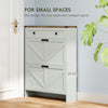 Narrow Shoe Storage Cabinet, Farmhouse Shoe Cabinet with 2 Flip Drawers, 1 Drawer, 12 Pairs for Entryway, White