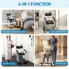 Rolling Shower Chair, Bedside Commode Chair with Wheels, Backrest, Arms, Flip Footrests for Seniors, Disabled, Black