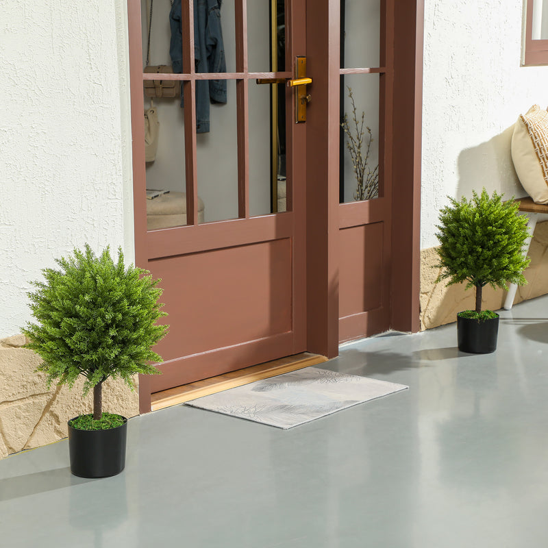 Set of 2 Decorative Artificial Plants, Cedar Topiary Trees in Pots, Fake Plants for Home Indoor outdoor Decor, Green