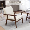 Modern Accent Chairs with Cushioned Seat, Upholstered Linen-Feel Armchair for Bedroom, Living Room, Cream White