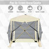 Pop-Up Tent, Foldable Screen Tent with Carry Bag, Zippered Door and Ground Stakes, Fits 3-4 People, Beige