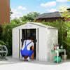 7' x 4' x 6' Garden Storage Shed Outdoor Patio Metal Tool Storage House w/ Foundation Kit and Double Doors, Silver