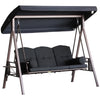 3 Seater Porch Swing Heavy Duty Outdoor Swing Chair Outdoor Lounge Hammock Cushioned Seat W/ Tilt Canopy