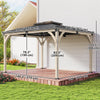 12' x 14' Hardtop Gazebo Canopy with Galvanized Steel Roof, Wood Frame, Double Roof Outdoor Gazebo, Light Walnut