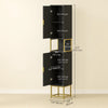 Tall Bathroom Storage Cabinet, Modern Narrow Bathroom Cabinet with Diamond Chevron Pattern and Adjustable Shelf, Black
