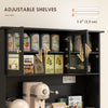 Kitchen Cabinet with Charging Station, 2 Tilt Out Cabinets, Microwave Stand, Freestanding Kitchen Pantry Cabinet, Black