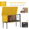 Rabbit Hutch, Wooden Bunny Cage Indoor Outdoor Bunny Hutch with Tray and Openable Water-Resistant Roof, Yellow