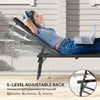 2 Pieces Folding Outdoor Lounge Chairs, Reclining Chaise Lounge Tanning Chair w/ Adjustable Back, Mesh Seat, Black