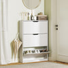 Narrow Shoe Storage Cabinet, Shoe Cabinet with 3 Flip Drawers, 31.5