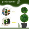 Artificial Boxwood Topiary Tree Set of 2, Faux Boxwood Ball Trees in Pot, Fake Plant for Indoor Outdoor Decor, Green