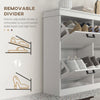 Shoe Storage Cabinet with 4 Flip Drawers and Adjustable Shelves, Narrow Shoe Cabinet for 20 Pairs of Shoes, White