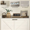 Narrow Shoe Storage Cabinet, Farmhouse Slim Shoe Cabinet with 2 Flip Drawers, Adjustable Shelves, White Oak