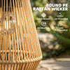 2 Pack Wicker Solar Lanterns Outdoor Waterproof Hanging Lights with Auto On/Off and Handles, Brown
