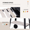 Trolley Charcoal BBQ Barbecue Grill Outdoor Patio Garden Heating Smoker with Side Trays Storage Shelf and Wheels