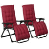Folding Garden Chairs Set of 2, Reclining Zero Gravity Chair, Sun Lounger with Cushion and Headrest, Wine Red