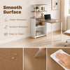 Folding Computer Desk with 4-Tier Bookshelf Space-Saving Home Office Desk, Natural