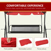 3-Seat Outdoor Patio Swing Chair, 2-in-1 Convertible Flat Bed, Canopy Swing Glider w/ Adjustable Shade, Removable Cushion and Pillows for Porch, Garden, Poolside