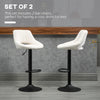 Bar Stools Set of 2, Swivel Counter Height Barstools with Adjustable Height, Linen Upholstered Bar Chairs with Round Metal Base and Footrest, Cream