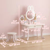 Qaba Kids Vanity Set, Kids Makeup Vanity Table and Chair with Triple Mirrors, 5 Pcs Accessories and Drawer for Girls 3+, Pink