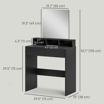 Coiffeuse avec miroir et lumières DEL, pour chambre à coucher, table de maquillage moderne avec tiroirs et compartiments, noire