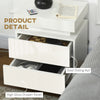 Nightstand, Bedside Table with LED Lights and 2 Drawers for Bedroom, Living Room, White