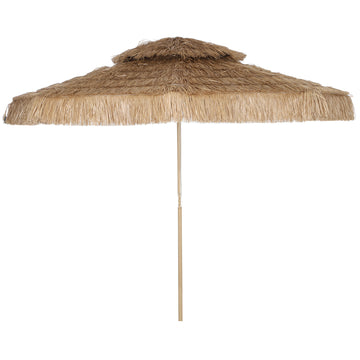 10 ft. Hula Thatched Tiki Patio Outdoor Umbrella with 8 Ribs, UPF30+, for Garden, Backyard, Deck, Pool, Natural