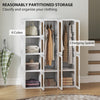 Portable Wardrobe, Foldable Plastic Closet with 8 Compartments, 2 Hanging Rods and Magnetic Clear Doors, Brown