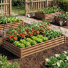 8 x 4 x 1ft Galvanized Raised Garden Bed, Reinforced Outdoor Planter Box with Open Bottom, Distressed Brown