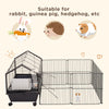 Guinea Pig Cage with Foldable Detachable Playpen, Rolling Rabbit Chinchilla Hedgehog Bunny Cage Small Animal Habitat with Water Bottle, Hay Feeder, 34.5